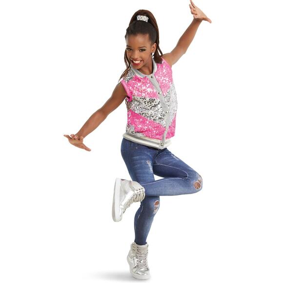 Dance Costume Weissman 11405 Medium Adult Pink Hip Hop Sequin - Picture 1 of 3